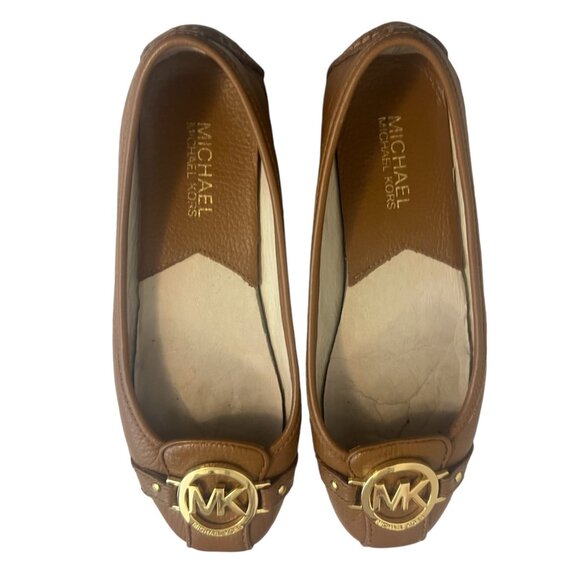Michael Kors Tan Pebble Leather Fulton Mocs Ballet Flats 6.5 - Picture 11 of 16